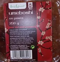Quantité de sucre dans Umeboshi en pasta