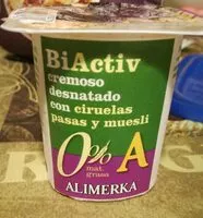 Количество сахара в Biactiv cremoso desnatado con ciruelas pasas y muesli