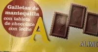 Cantidad de azúcar en Galletas de mantequilla con tableta de chocolate con leche