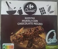 Cantidad de azúcar en Barritas Muesli con chocolate Negro