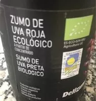 Jumlah gula yang masuk Zumo de uva roja ecologico