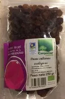 चीनी की मात्रा Pasas sultanas ecológicas