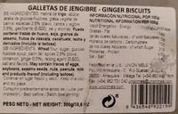 चीनी की मात्रा Galletas de jengibre