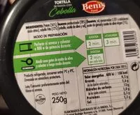 入っている砂糖の量 Tortilla de patata con cebolla