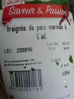 Quantité de sucre dans Araignée de porc marinée a l'ail