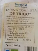 İçindeki şeker miktarı Harina completa de trigo