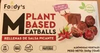 Sokerin määrä sisällä Plant based eatballs rellenas de salsa picante