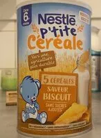 Quantité de sucre dans NESTLE P'TITE CEREALE 5 Céréales Saveur Biscuit 415g