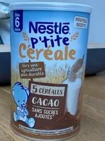 Quantité de sucre dans NESTLE P'TITE CEREALE 5 Céréales Cacao - Boîte 415g - Dès 6 mois