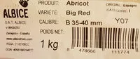 Quantité de sucre dans Abricots Big Red