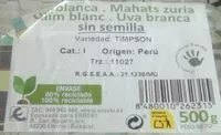 Cantidad de azúcar en Uva blanca