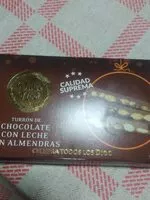 Amount of sugar in Turrón de chocolate con leche con almendras