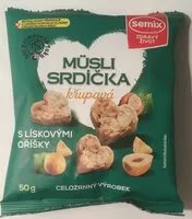 Sokerin määrä sisällä Musli srdíčka křupavá s lískovými oříšky