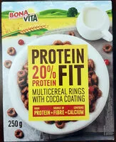 Jumlah gula yang masuk PROTEIN FIT 20% PROTEIN MULTICEREAL RINGS WITH COCOA COATING