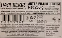 İçindeki şeker miktarı antep fistikli lokum