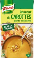 Suhkru kogus sees Knorr Soupe Liquide Douceur de Carottes Pointe de Noisette Brique 4 Portions 1L