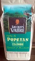 Quantité de sucre dans Café Popayan Colombie