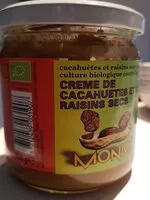 चीनी की मात्रा Creme de cachuetes et de raisins secs