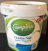 Quantité de sucre dans Campina greek yugurt