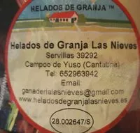 Azúcar y nutrientes en Helados de granja las nieves