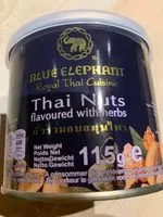 Suhkru kogus sees Blue Elephant Nuts Flavoured With Herbs 115G