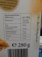 Zucker und Nährstoffe drin Karnerta