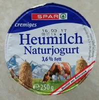 入っている砂糖の量 Heumilch Naturjogurt