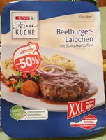 Cantidad de azúcar en Beefburger Laibchen mit Stampfkartoffeln