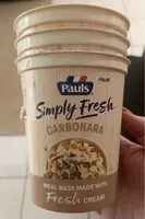 Sokerin määrä sisällä Simply fresh carbonara