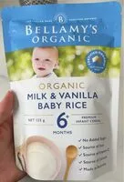 चीनी की मात्रा Bellamy’s organic milk and vanilla baby rice