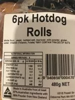 入っている砂糖の量 6pk Hotdog rolls