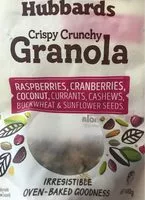 含糖量 Crispy crunchy granola raspberries, cranberries, coconut, currants, cashews, buckwheat & sunflower seeds