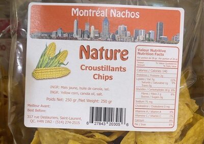 Sucre et nutriments contenus dans Montreal nachos