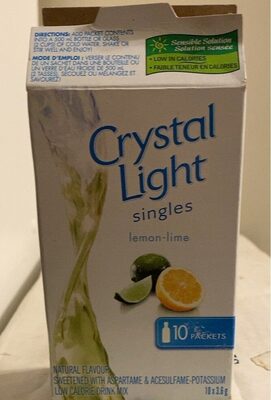 Sucre et nutriments contenus dans Crystal light