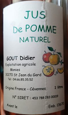 Sucre et nutriments contenus dans Didier gout