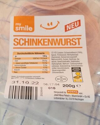 Zucker und Nährstoffe drin Smile