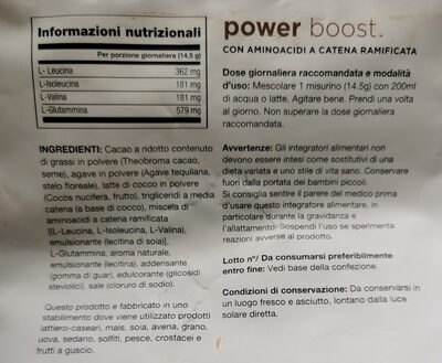 Sugar and nutrients in Power boost