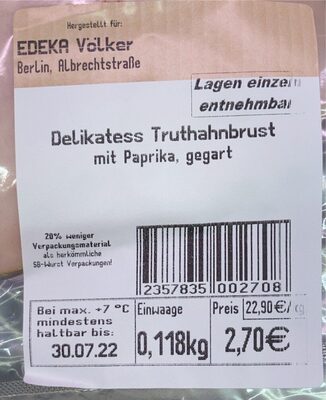 Zucker und Nährstoffe drin Edeka volker