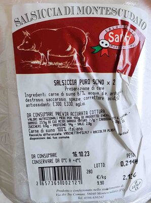 中的糖分和营养成分 Salsiccia di montescudaio