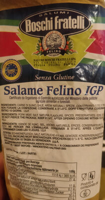 Sugar and nutrients in Salumi boschi fratelli