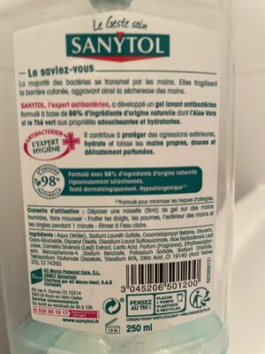 Sucre et nutriments contenus dans Sanytol