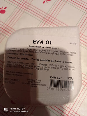 Sucre et nutriments contenus dans Eva 01