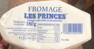 Sucre et nutriments contenus dans Les princes lactalis