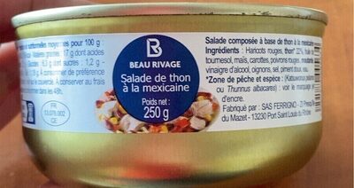 Sucre et nutriments contenus dans Beau rivage