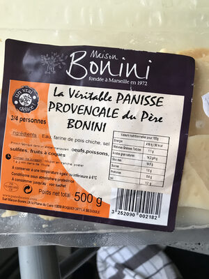 Sucre et nutriments contenus dans Bonini