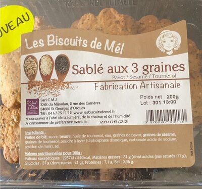 Sucre et nutriments contenus dans Biscuits de mel