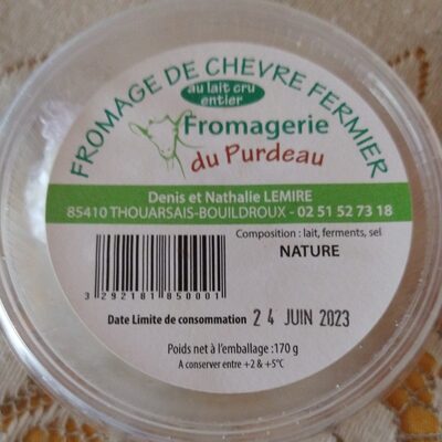 Sucre et nutriments contenus dans Fromagerie du purdeau