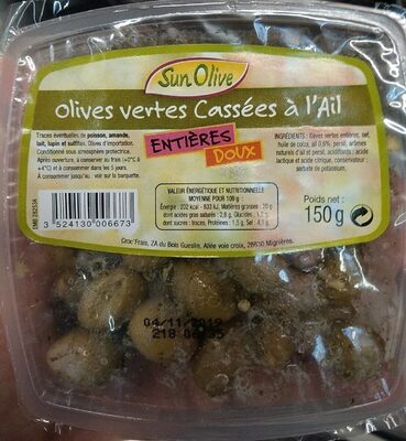 Sucre et nutriments contenus dans Sun olive