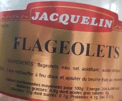 Sucre et nutriments contenus dans Jacquelin