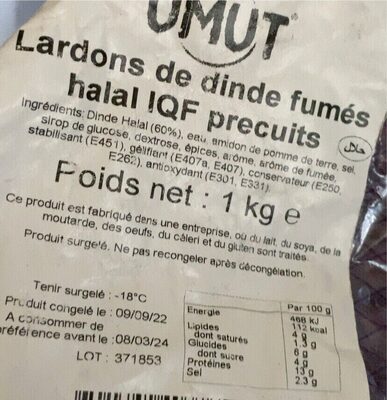 Sucre et nutriments contenus dans Umut